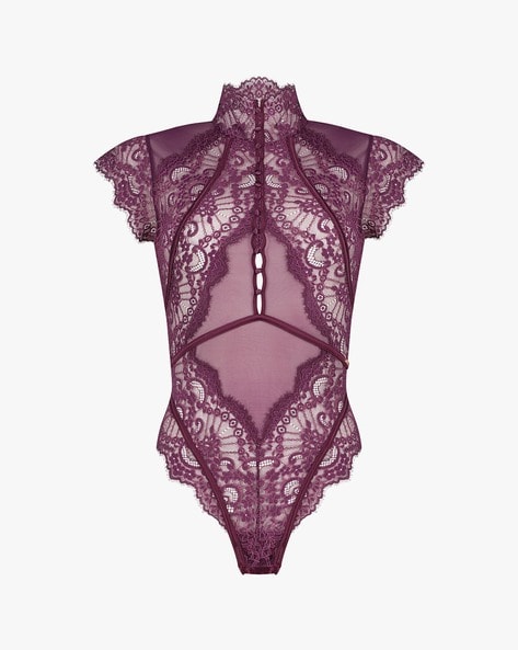 Hunkemöller Jenni Long Sleeve Lace & Mesh Bodysuit