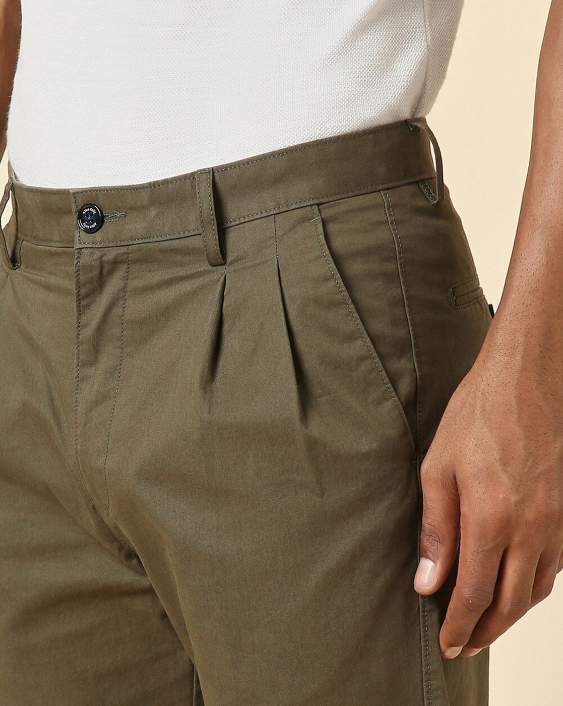 Buy Men Green Slim Fit Textured Casual Trousers Online - 851648 | Allen  Solly