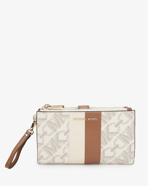 Michael Kors Double Zip Wallet With high quality Wristlet optic white multi