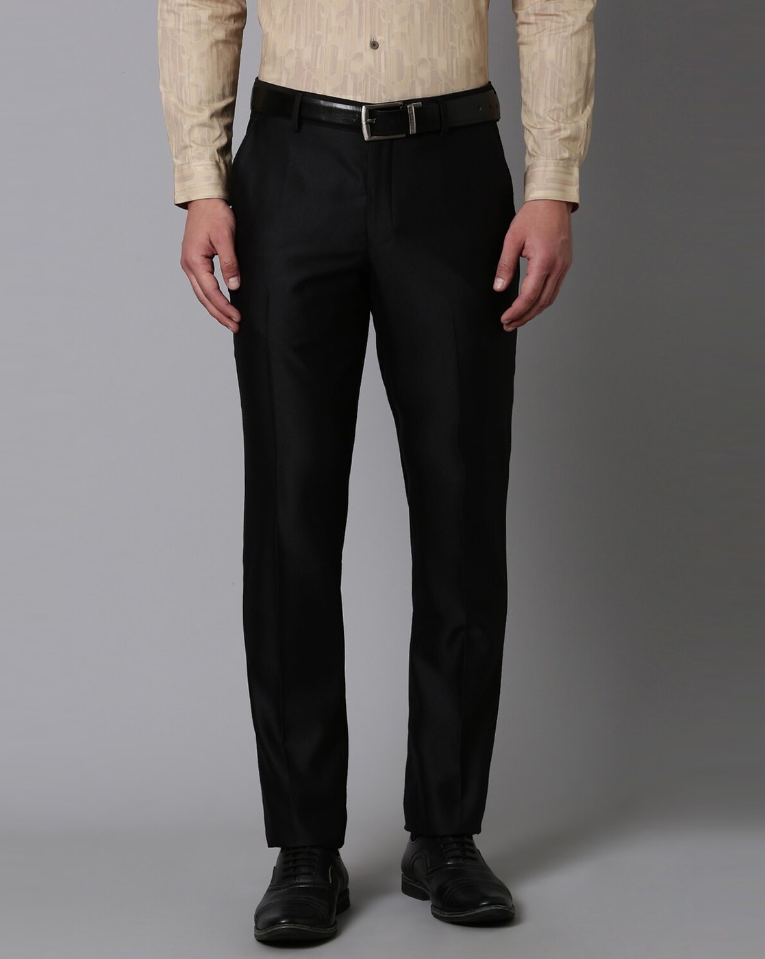 Buy Louis Philippe Dark Brown Slim Fit Striped Trousers for Mens Online @  Tata CLiQ