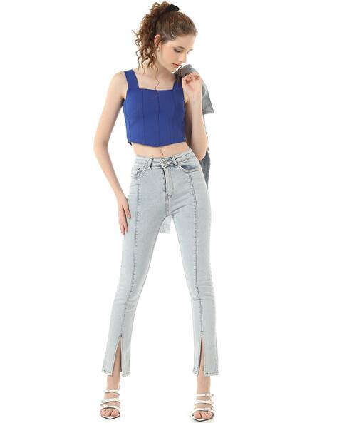 Women High-Rise Mid-Wash Bootcut Jeans