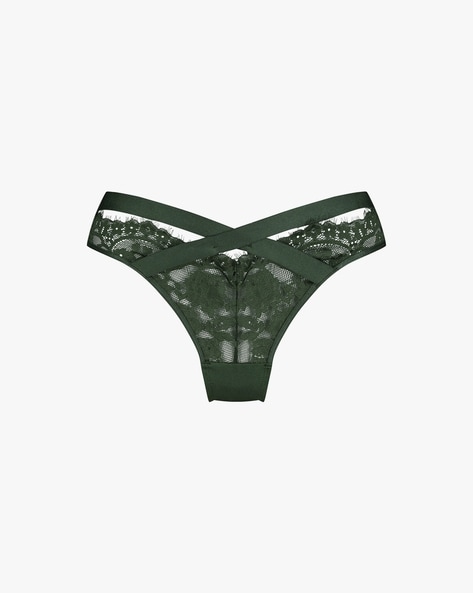 Green High Waisted Metallic Brazilian Knickers - Matalan