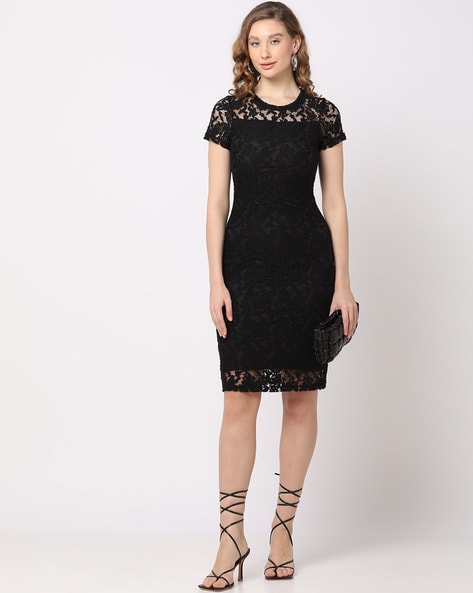 Black Lace A Line Prom Black Lace Evening Dress With Crew Neck And Long  Sleeves Elegant And Timeless Party Gown For Special Occasions From  Verycute, $43.69 | DHgate.Com