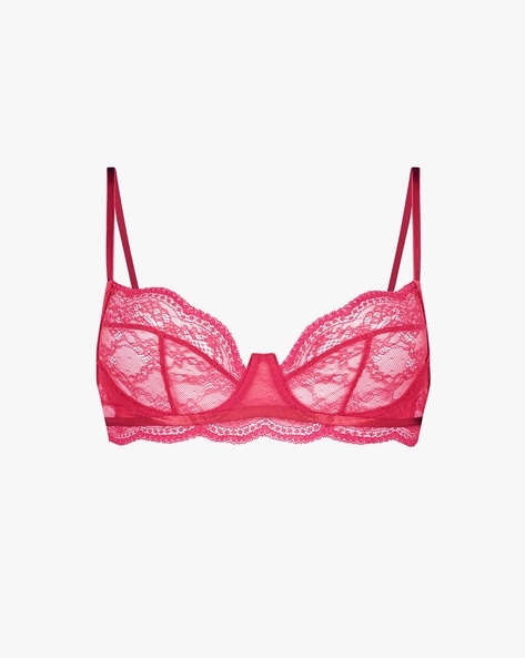 Womens Non Padded Non Wired Full Cup Bra In Red