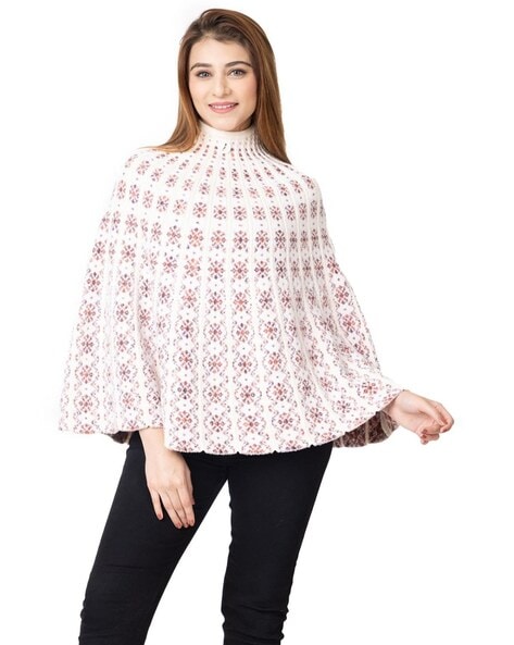 Block Print High-Neck Poncho Price in India