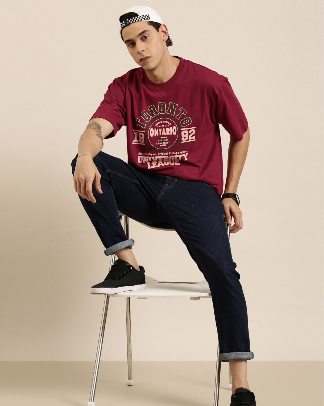 Buy Maroon Tshirts for Men by DILLINGER Online