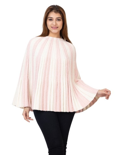 Striped Round-Neck Poncho Price in India