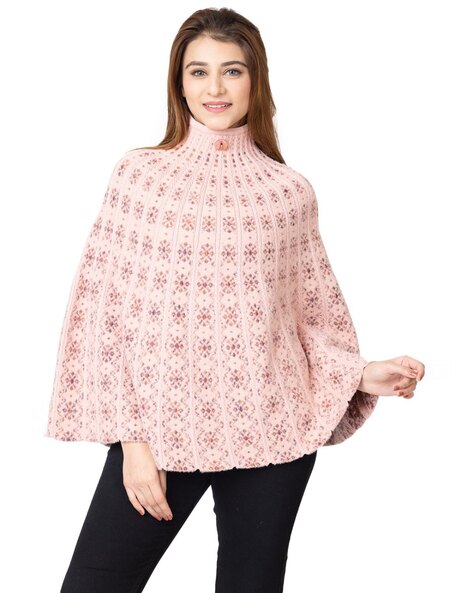 Block Print High-Neck Poncho Price in India