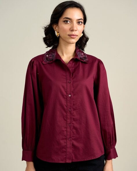 Buy Burgundy Tops for Women by STYLE ISLAND Online