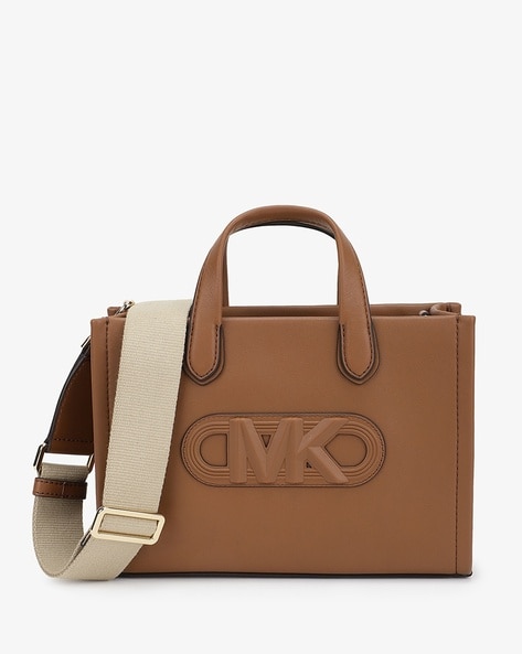 Brown michael kors signature messenger bag best sale