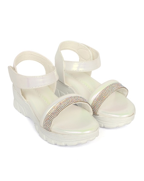 Girls fashion white wedges