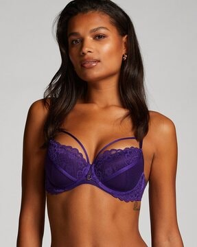 Buy Hunkemoller Purple Under Wired Padded Demi Cup Bra for Women