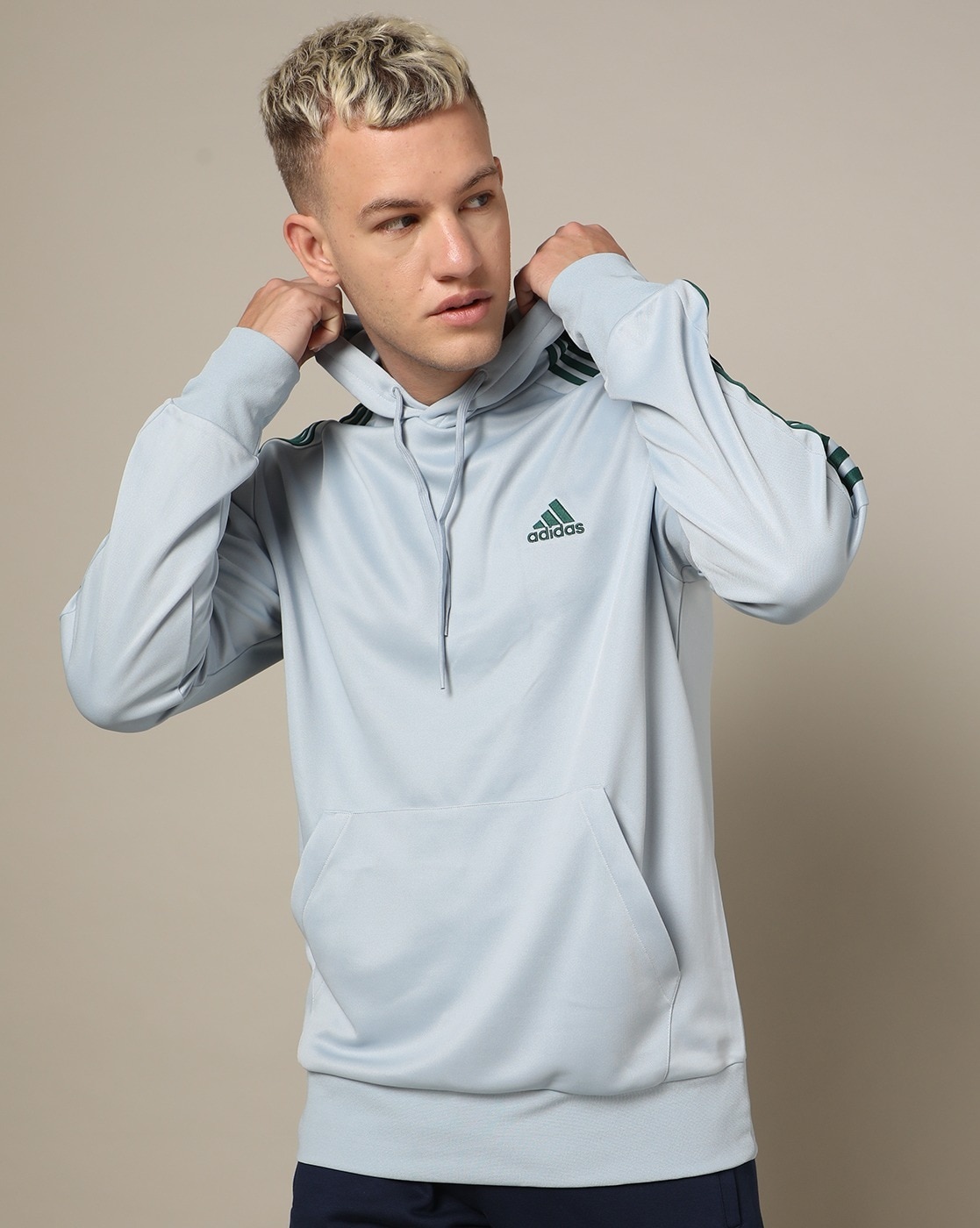 Adidas grey clearance and blue hoodie