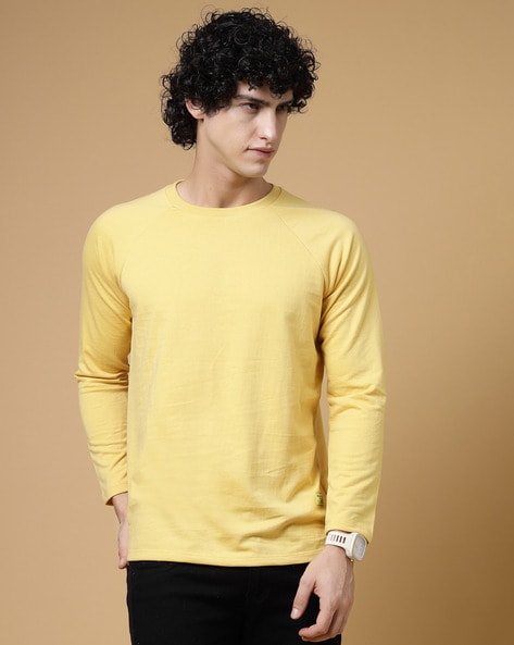 Oversized yellow cheap crew neck