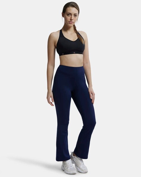 JOCKEY Womens Dark Navy Blue Cropped Slit Flare Pant Capris NWT Size Medium