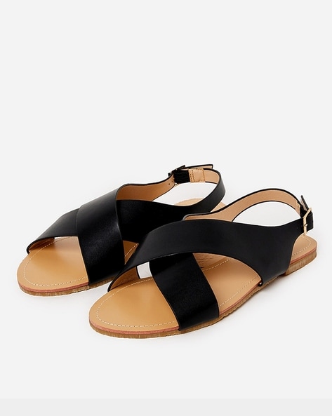 Buy Black Flat Sandals for Women by Styli Online Ajio