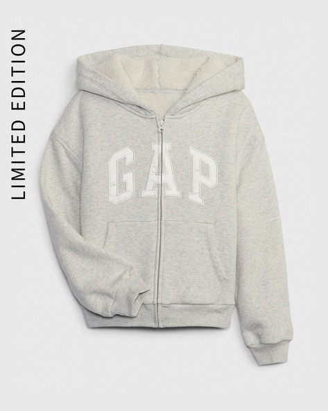 Gap grey zip up hot sale hoodie