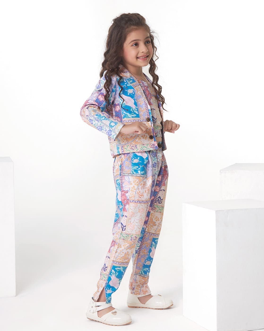 SAYOO Kid Girl 3-Piece Suit Long Ruffle Sleeve A-Lined Tops Spring Fall  Sweet Girls Wide-Leg Dye Printed Leisure Trousers + Scarf Baby - Walmart.com