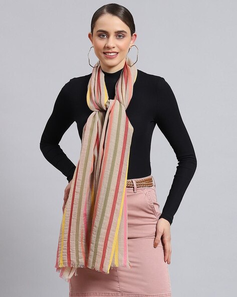Women Striped Stole with Rectangular Shape Price in India