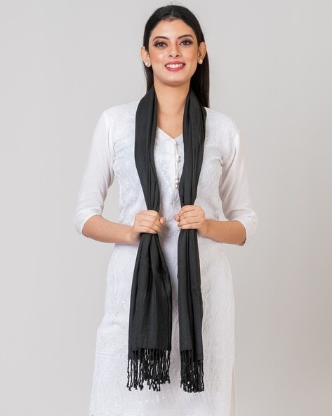 Women Pashmina Stole with Tassels Price in India