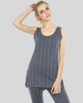 zeffit Women Striped Scoop-Neck Thermal Top-picture-43