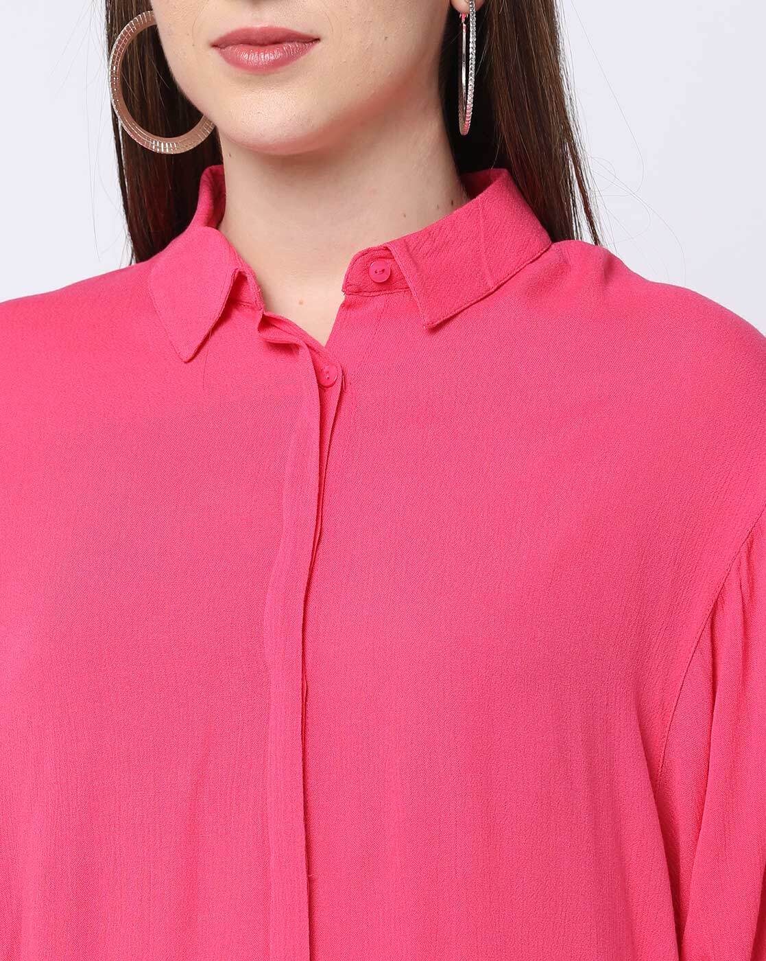 Cotton Women Pink Zigzag Slim Fit Floral Printed Casual Shirt, Size: Medium  at Rs 454 in Jaipur