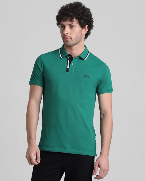 Jack & Jones Men Slim Fit Logo Print Polo T-Shirt