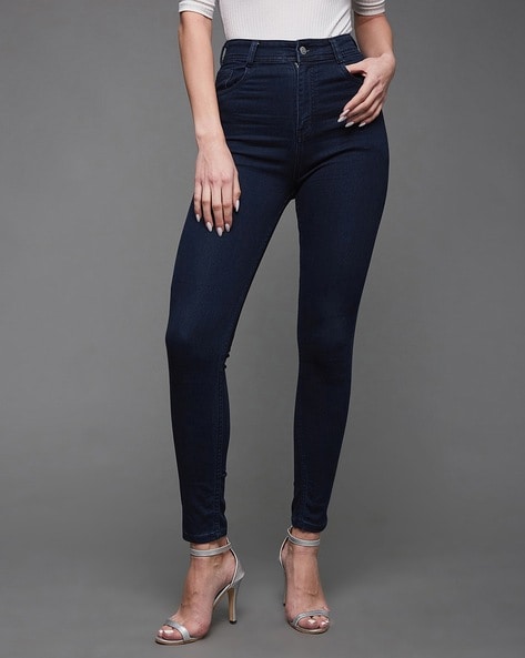 Buy Navy Blue Jeans & Jeggings for Women by MISS CHASE Online