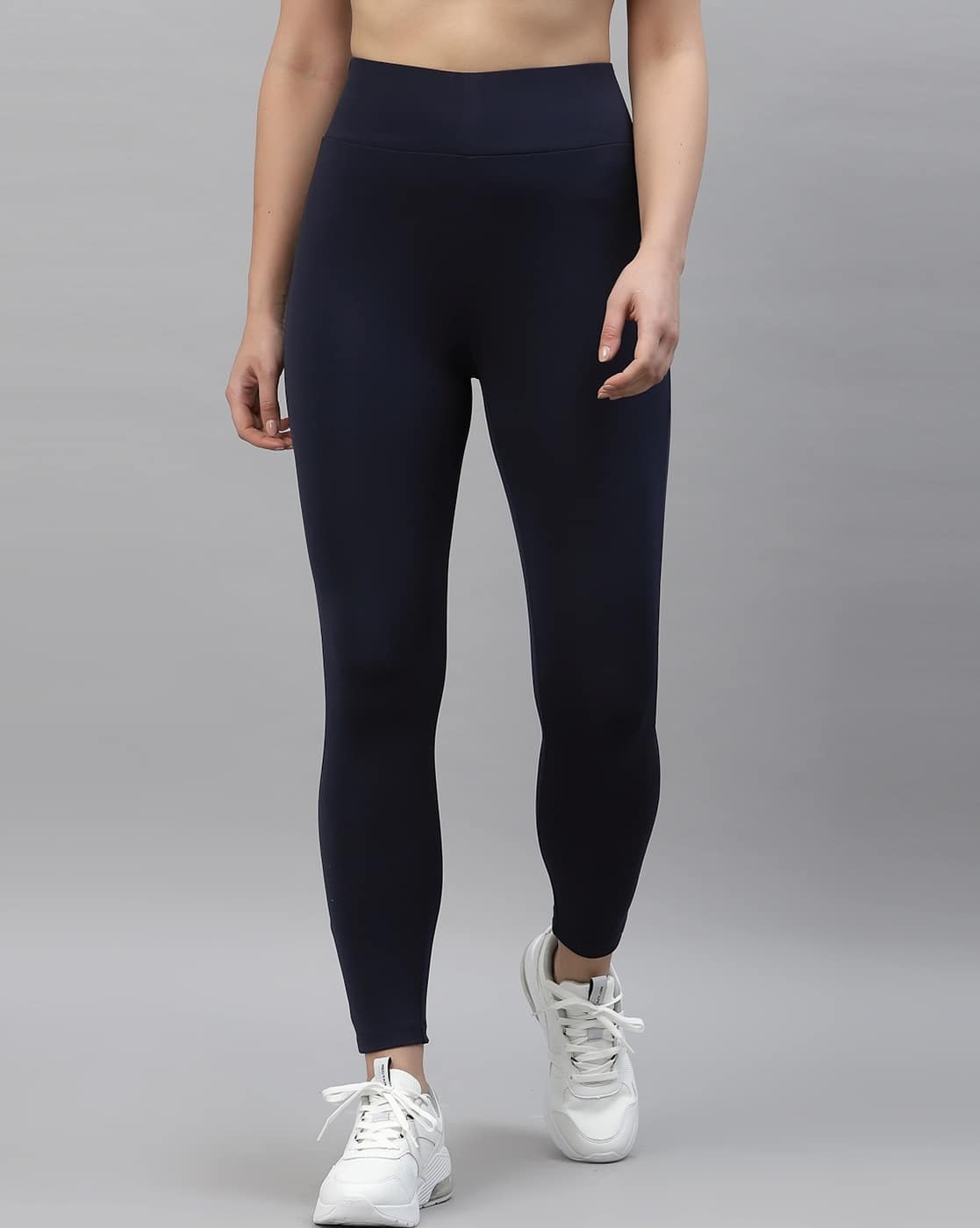 RED TAPE Solid Sports Leggings For Women (Navy, M)