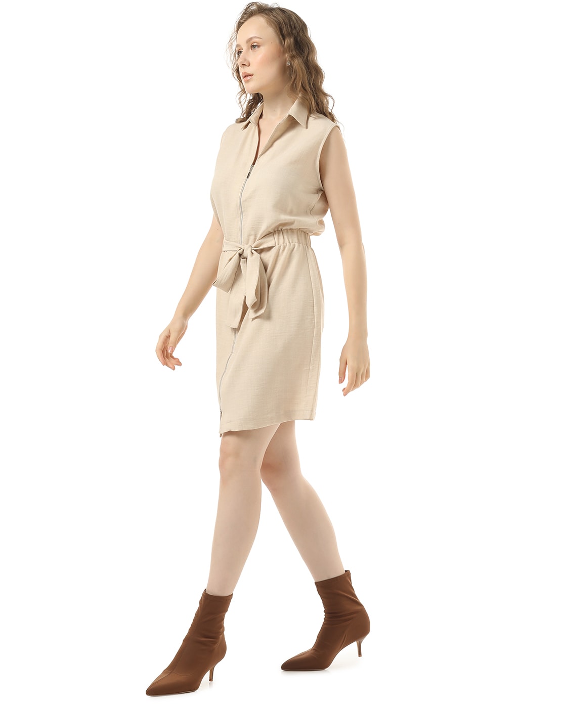 Fit And Flare Midi Dress / Half Sleeves Midi Dress / Beige Dress / Mid –  Store of Suhel