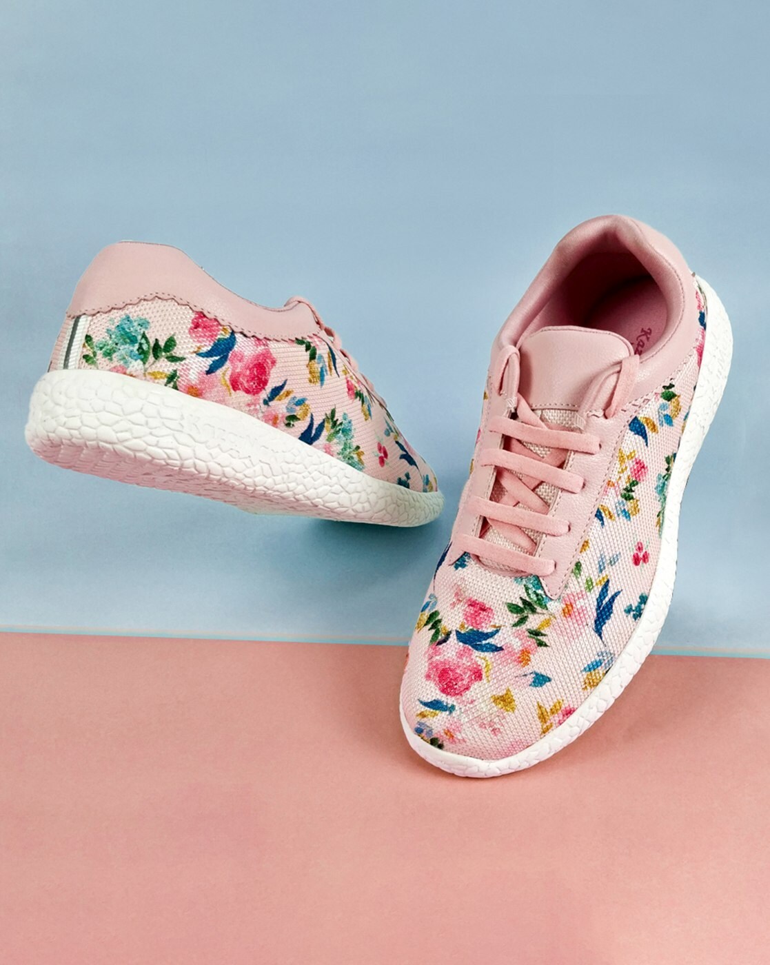 Floral Print Lace Up Sports Shoes