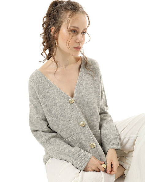 Loose-Fit Button-Front Cardigan