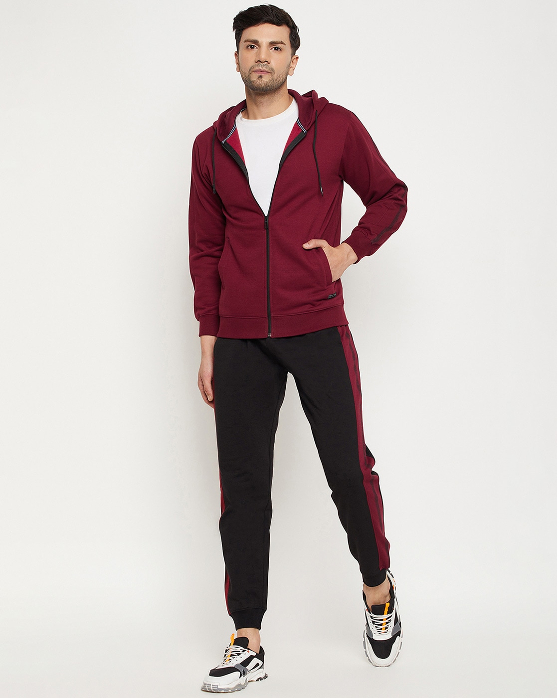 Maroon best sale jogging suit