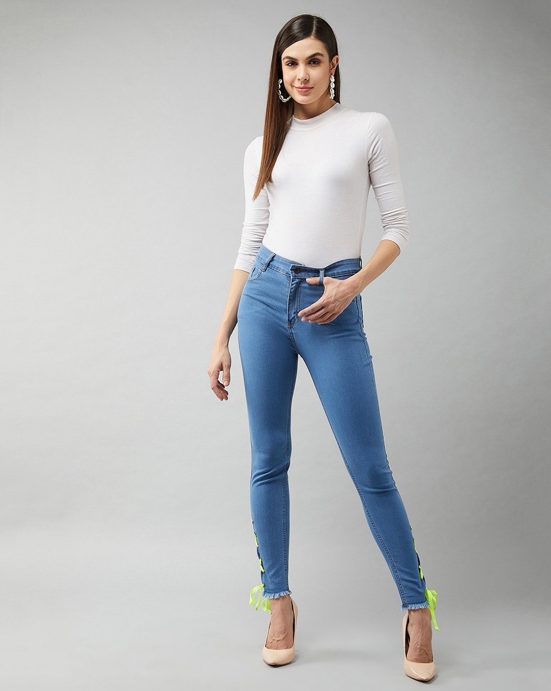 Plain Light Blue Miss Chase Summer Team Criss Cross Jeggings at Rs 2199 in  Kolkata