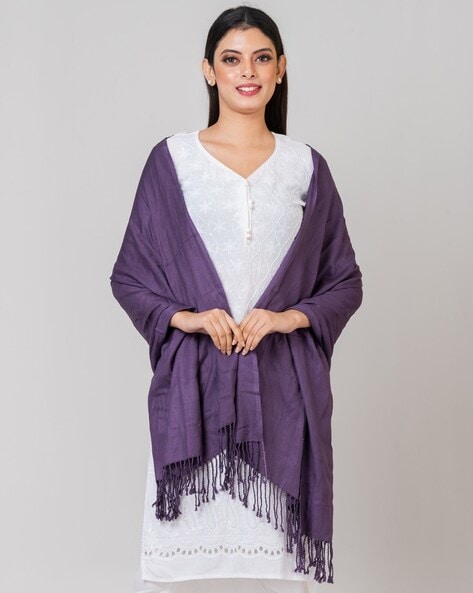 Women Pashmina Stole with Tassels Price in India