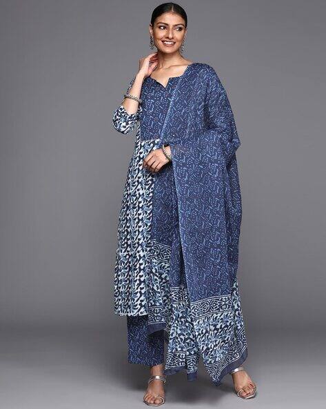 SVARAA Women Abstract Print Straight Kurta Set with Dupatta