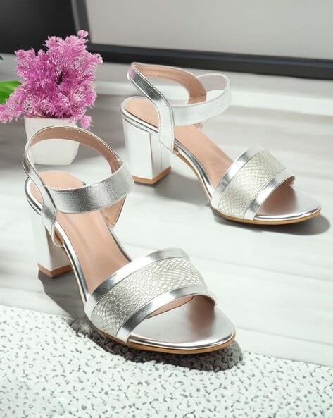 Buy Silver Heeled Sandals for Women by SYANA Online Ajio