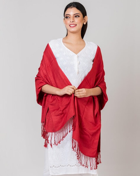 Women Pashmina Stole with Tassels Price in India