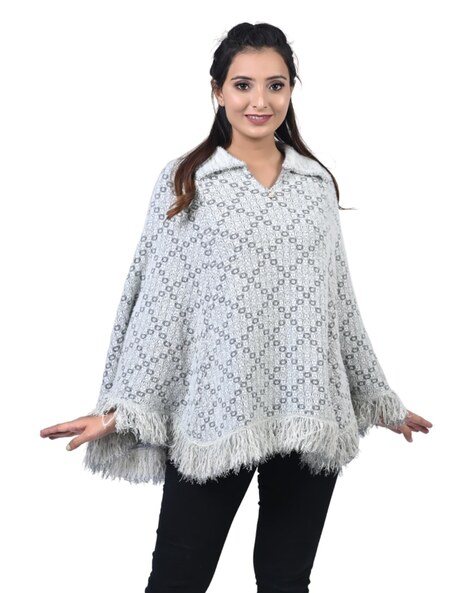 Printed Poncho with Fringes Price in India