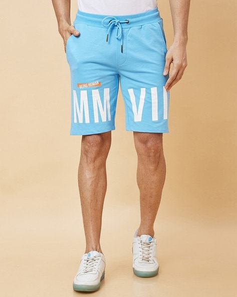 Men Logo Print Slim Fit Knit Shorts