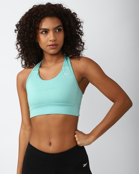 Plt Green Padded Seamless Ruched Sports Bra