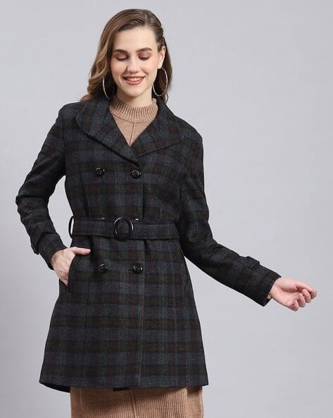 Monte Carlo Tartan Womens Coat Buy Women Pink Check Collar Full