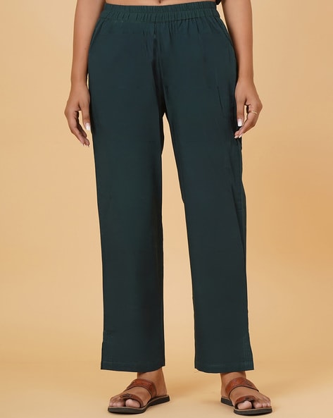 Buy Green Pants for Women by Indie Picks Online