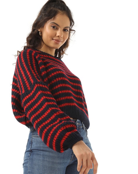 Red and black striped jumper clearance womens