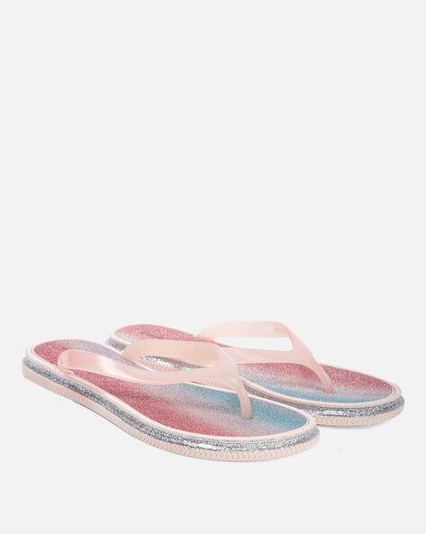 Women Embellished Thong -Strap Flip-Flops