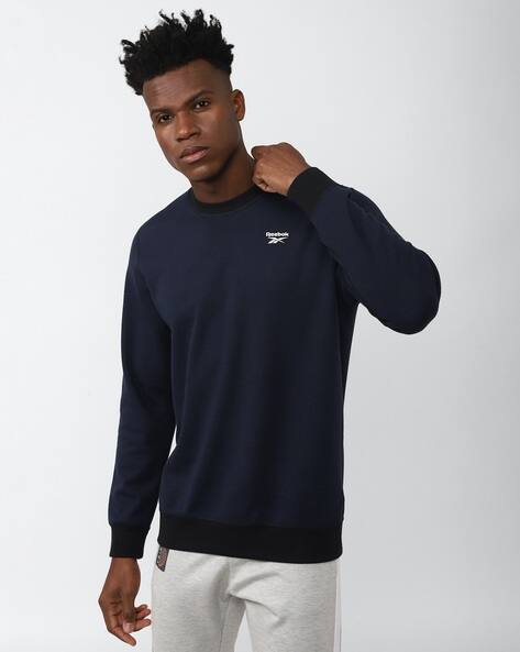 Reebok Men Regular Fit Crew-Neck Sweatshirt with Brand Print