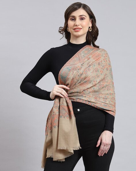 Women Floral Print Stole with Rectangular Shape Price in India