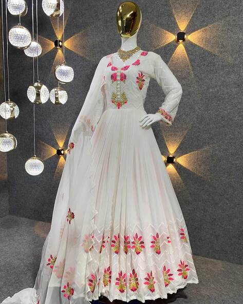 Embroidered Designer Gowns, Machine wash, Ethnic Wear at Rs 1100 in Dadhel