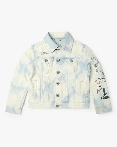 Paint Graphic Denim Jacket in blue | Off-White™ Official KI