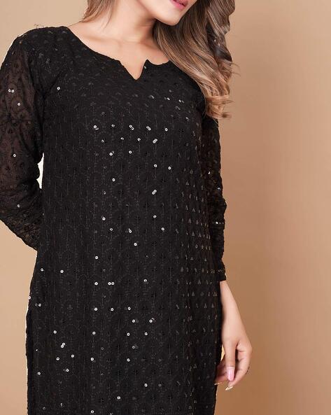 Black net outlet kurti neck design